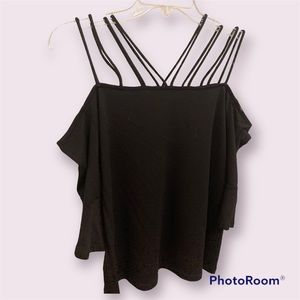 Black strappy off the shoulder top
